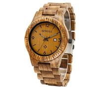 Bewell ZS - W086B Wood Men Watch Analog Quartz Movement Date Display