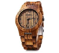 Bewell ZS - W086B Wood Men Watch Analog Quartz Movement Date Display(zera wood ) by Bewell