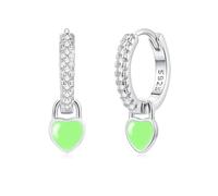 Bewenda Silver Hoops Earrings, Sterling Silver Heart Pendant Hoop Earrings | Heart Dangle, Hypoallergenic, Cubic Zirconia, Small, for Women Teenage Girls, Princess, Sweet, Lightweight, Jewelry, Gift