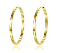Bewenda Silver Large Hoop Earrings, 925 Sterling Silver Hoop Earrings for Women, Lightweight 40/50/60mm Big Circle Endless Huggies Earring Set, Hypoallergenic Round Pierced Earrings