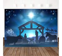 BewFar 7X5FT Nativity Christian Christmas Photography Backdrop Scene of Baby Jesus in The Manger with Mary and Joseph The Three Wise Men Background for Xmas Party Cake Smash Supplies Photo Booth Prop