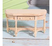 Bewinner 1:12 Doll House Wooden Half Round Drawer Desk Model Exquisite Simulation Furniture for Dolls DIY Dollhouse Bedroom Material: Wood Size: 12 X 4 X 7.5cm Children or Lovers (half round table)