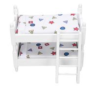 Bewinner 1:12 Scale Dollhouse Bunk Bed with Ladder, Wooden Miniature Bedroom Furniture for Doll House, Kids Toy, DIY Craft Project Display (Geometric)
