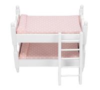 Bewinner 1:12 Scale Dollhouse Bunk Bed with Ladder, Wooden Miniature Bedroom Furniture for Doll House, Kids Toy, DIY Craft Project Display (Dot)