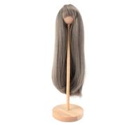 Bewinner 1/4 Doll Long Straight Wig with Bangs for 18.5-21cm Head, Synthetic Hair, High Temp Silk, Elastic Mesh, Grapefruit Pink (Gridelin)