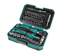 Bewinner 1/4 Inch Ratchet Wrench and Set, 10 Sockets & 24 Bits with 2 Extension Bars & Universal Joint, Magnetic Handle for Home Repair