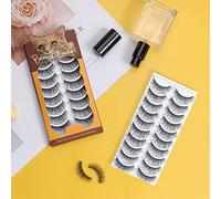 Bewinner 10 Pairs 3D Self-Adhesive Fake Eyelashes, Soft & Artificial Lashes for Everyday Makeup, Reusable Fiber Lashes