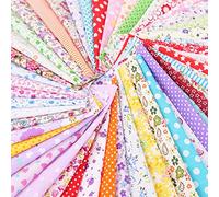 Bewinner 100 Pcs Cotton Printed Square Patchwork for Sewing, DIY Fabric Scraps with Floral Patterns, 10x10cm for Clothing Accessories & Crafts