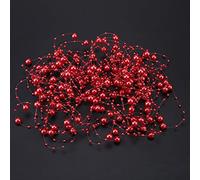 Bewinner 10M Artificial Pearl Beads Chain on String, DIY Wedding Party Home Decoration, Cut-to-Length Bead Curtain for Doors Windows Garment Accessories (Red)