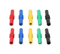 Bewinner 10Pcs Insulated 4mm Banana Plug Coupler, 5 Colors Banana Plug Socket Adapter, Female to Female Banana Socket Jack Connectors for 4mm Banana Plug Extension Adapters