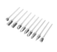 Bewinner 10pcs Tungsten Carbide Steel Burrs Files Set, 3mm X 6mm Double Cut Metal Carving Tools for Die Grinder, Deburring, Shaping Cast Iron Steel Bronze