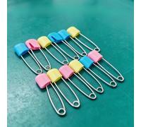 Bewinner 12 Pcs Safety Diaper Pins with Plastic Head, Stainless Steel Curved Needle for Laundry, Crafts, Cloth Diapers & DIY (Small Size)