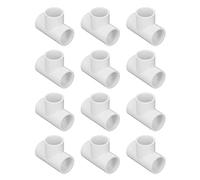 Bewinner 12PCS PVC Tee Pipe Fittings 32mm ID, Plastic Equal Diameter Joints Adapter for Water Supply, Resistant Durable Tee Connectors for Irrigation, Pool, Spas & Chilled Water (20mm)