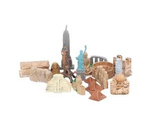 Bewinner 17PCS Miniature Ancient Buildings Toys Set, Egyptian Pyramid Model Kit, World City Miniatures for Kids Educational Play