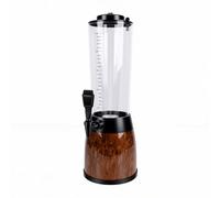 Bewinner 2.5L Beverage Dispenser with Ice Tube LED Light, Plastic Beer Tower Dispenser for Parties Commercial Use, Black Drink with Smooth Tap, Removable Ice Column for Rapid (Wood Grain)