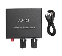 Bewinner 2 Channel Sound Amplifier, 3.5mm Stereo Sound Distributor 1 Input 2 Output Independent Volume Control Preamplifier for Headphones Speaker