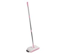Bewinner 2 in 1 Hand Push Floor Sweeper, Stainless Steel 180 Degree (Pink)