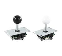 Bewinner 2 Player DIY Game Kit USB Joystick Encoder Buttons Set for Friends Gathering, DIY Fighting Console Parts for Home Entertainment, Blue and Red (Black+White)