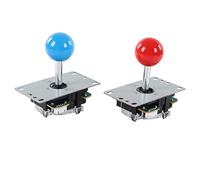 Bewinner 2 Player DIY Game Kit USB Joystick Encoder Buttons Set for Friends Gathering, DIY Fighting Console Parts for Home Entertainment, Blue and Red (Blue Red)