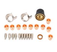 Bewinner 24Pcs Cutting Torch Tip Kit Consumables for PTM-60 IPT-60 PT-40, 10 Electrodes 10 Nozzles 1 Shield Cap 2 Stand Offs 1 Swirl Ring, Rustproof Brass Zinc Alloy Replacement Set