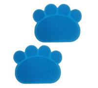Bewinner 2PCS Cat Litter Mat Anti Slip Paws Shaped Litter Box Debris Catcher Mat for Floor, PVC Loop Design 30x40cm, Durable Scatter Control Rug for Kitty and Pet Supplies (Blue)