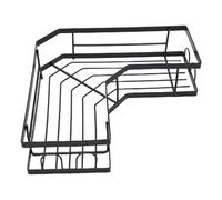 Bewinner 2PCS Corner Shower Shelf Adhesive Wall Mounted, L Shaped Shower Storage Rack with Hooks & Toothpaste Holder, No Drilling Heavy Duty 40 LBS Bathroom Shelf for 90 Degree Corner, (Black 2 Sets