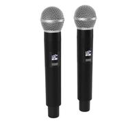 Bewinner 2Pcs Wireless VHF Microphone, Noise Canceling UHF Dynamic Microphone with Receiver, Dual Handheld Cordless Mic for Singing, Karaoke, Speech, Wedding, Church