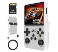 Bewinner 3.5 Inch Retro Handheld Game Console, Video Game Console with Dual Style Linux/Garlic Support, Retro Console with Dual 3D Joysticks (White) (128G)