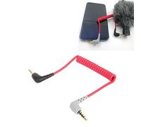 Bewinner 3.5mm to 3.5mm TRRS Cable, Male to Male Coiled Right Angle Microphone Patch Cord, Plug and Play, Lossless Sound Compatible with SC7 Mics
