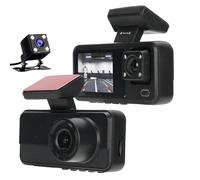 Bewinner 3 Channel Dash Cam, 1080P + 720P + 480P Front Inside Rear Three Way Triple Car Dash Camera, 2 Inch LCD Display, 32GB Card Included, Connectivity