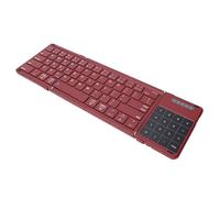 Bewinner 3 Fold Foldable Bluetooth Keyboard, Rechargeable Wireless Keyboard with Touchpad and Number Pad for Travel Work Tablet Laptop Users (Wine Red)