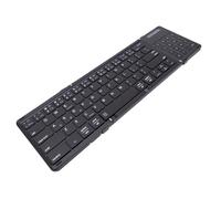 Bewinner 3 Fold Foldable Bluetooth Keyboard, Rechargeable Wireless Keyboard with Touchpad and Number Pad for Travel Work Tablet Laptop Users (Black)