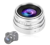 Bewinner 35mm F1.6-16 Manual Focus Prime Lens, Multi-Element, Plastic + Metal Construction, 12 Aperture Blades, C Mount, Silver, Compatible with E, Micro Four Thirds, F