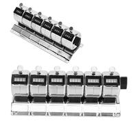 Bewinner 4-Digit Mechanical Counter, 6 Units Conjoined Manual Clicker, Stainless Steel Tally Counter for Factory Statistics, Terminal Receiving, Counting People - Clear Reading,