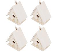 Bewinner 4 Pcs Mini Hanging Wooden Bird House Nests for Garden, Outdoor Courtyard Decor, Parakeet Bird Cage Ornament, Handmade Natural Birch Branch Decorations, Unique Gifts for
