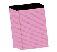 Bewinner 4Pcs A4 Colored Legal Pads Double Red Margin Wide Ruled (4pcs