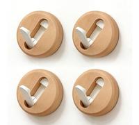 Bewinner 4PCS Folding Coat Hooks Wooden Round Farmhouse Wall Hooks for Hanging Clothes Towels Hats Backpacks Purse, Space Saving Foldable Wall Mounted Set with Anti Tip Design for (Beech)