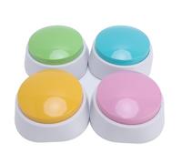 Bewinner 4PCS Voice Recording Buttons Pet Talking Buzzer for Dog Cat Training Play Yes No Green Pinkish Lake Blue Yellow