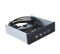Bewinner 5.25 Inch 4 Port USB 3.0 & USB 2.0 Optical Drive Bay Front Panel Hub, 19 Pin 9 Pin Connector Metal Computer Case Accessory for Desktop