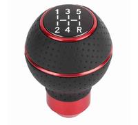 Bewinner 5 Speed Gear Shift Knob Stick, Aluminum Alloy and Leather Manual Auto Shift Knob, Universal Replacement Shifter with 3 Adapters for Manual or Automatic Cars SUV Trucks (C(red))