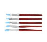 Bewinner 5Pcs Rubber Tip Paint for Clay Sculpture, Pottery Tools for Shaping Carving Modeling, Silicone Pen Head with Wooden Handle for Precision Control & Fingerprint Removal