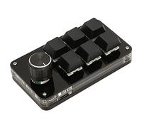 Bewinner 6 Key Mini Keypad Programmable Mechanical Keyboard with Knob, USB DIY Macro Keypad One Handed Gaming Keyboard for OSU, Office, Video Editing - Mini Portable Design