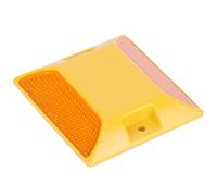 Bewinner 6 Pcs Double Yellow Plastic Road Reflectors, Street Pavement Driveway Stud Markers, Highly Reflective Road Studs for Night Safety, All Weather Durability, Driveway Markers for