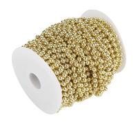 Bewinner 6mm Pearl Wire Beads String, 25m/82ft Pearl Garland Roll for Wedding Decoration, DIY Electroplating Shiny ABS Imitation Bead Roll, Golden/Silver Craft Garland Wire for (Gold)
