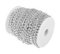 Bewinner 6mm Pearl Wire Beads String, 25m/82ft Pearl Garland Roll for Wedding Decoration, DIY Electroplating Shiny ABS Imitation Bead Roll, Golden/Silver Craft Garland Wire for (Silver)