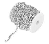 Bewinner 6mm Pearl Wire Beads String, 25m/82ft Pearl Garland Roll for Wedding Decoration, DIY Electroplating Shiny ABS Imitation Bead Roll, Golden/Silver Craft Garland Wire for (Silver)
