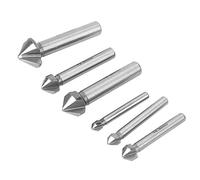 Bewinner 6Pcs HSS Countersink Drill Bit Set 90 Degree | Three Flute Design, Burr Free Woodworking, Deburring Tool for Metal, Multi Size Kit