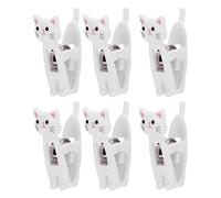 Bewinner 6Pcs Mini Snack Clips, Cat-shaped Bag Clips Chip Clips for Food Storage, Clothing, Documents, 4.7cm / 1.9inch(White)