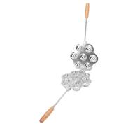 Bewinner 7 Cavity Aluminum Alloy Egg Tart Mold with Wooden Handle, Reusable Baking Pan for Mini Cakes, Puddings, Tarts, Uniform Heat Distribution,Easy to Clean