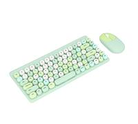 Bewinner 86 Keys Wireless Keyboard and Mouse Combo, Cute Gaming Keyboard 1200DPI Mouse, Sweet Mixed Color, Retro Round Keycaps Typewriter Ergonomic Keyboard for Laptop, PC(Green Mixed Color)